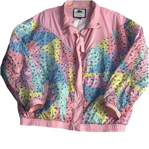 Vintage 1. Sunset Lane Windbreaker Jacket - Size Large - Picture 3 of 12